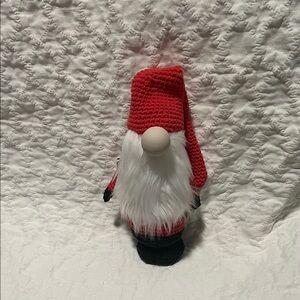 Festive Red Gnome Holiday Figurine with White Beard
